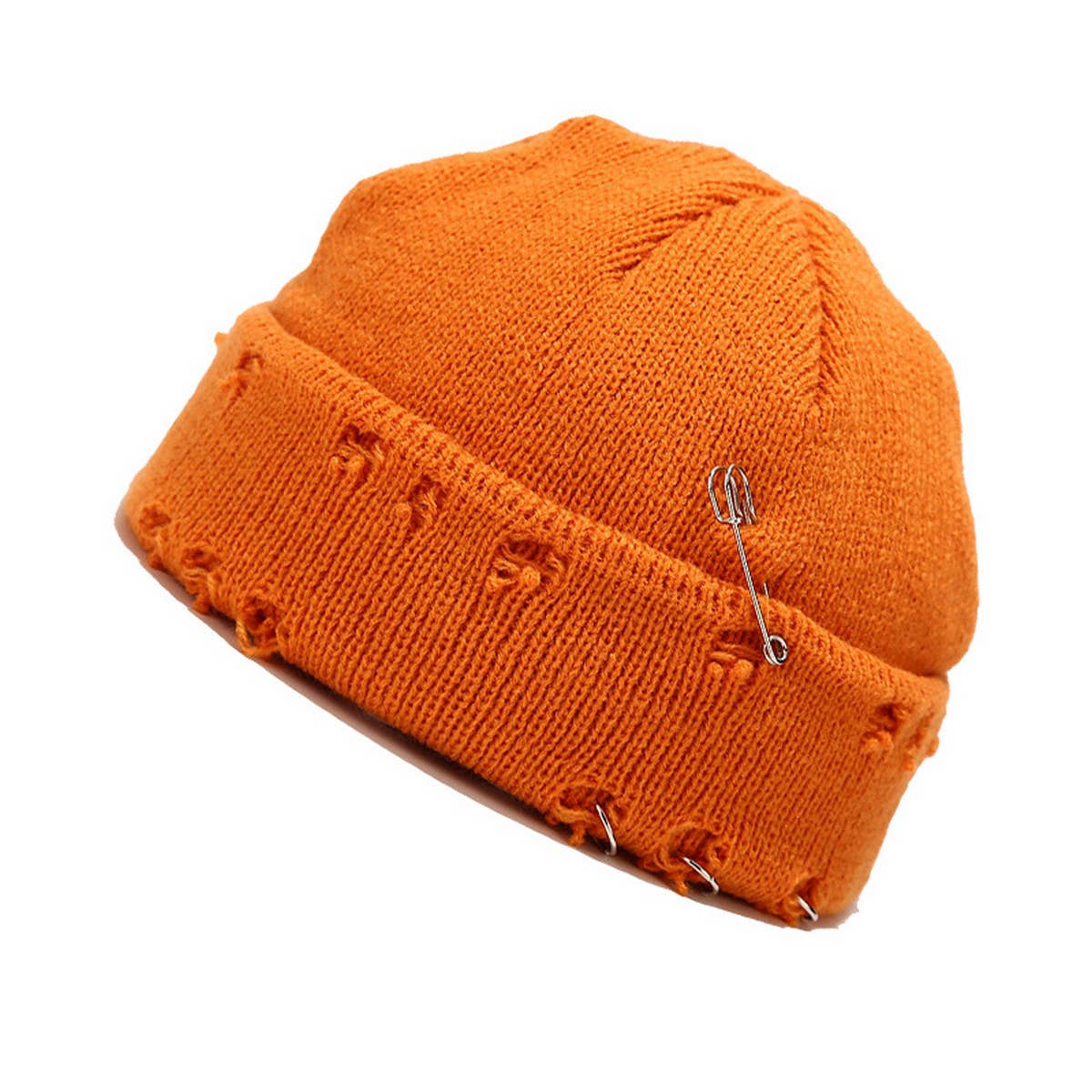 CWAH3168_NEW STYLE IRON RING PIN HOLE WOOL KNITTED HAT