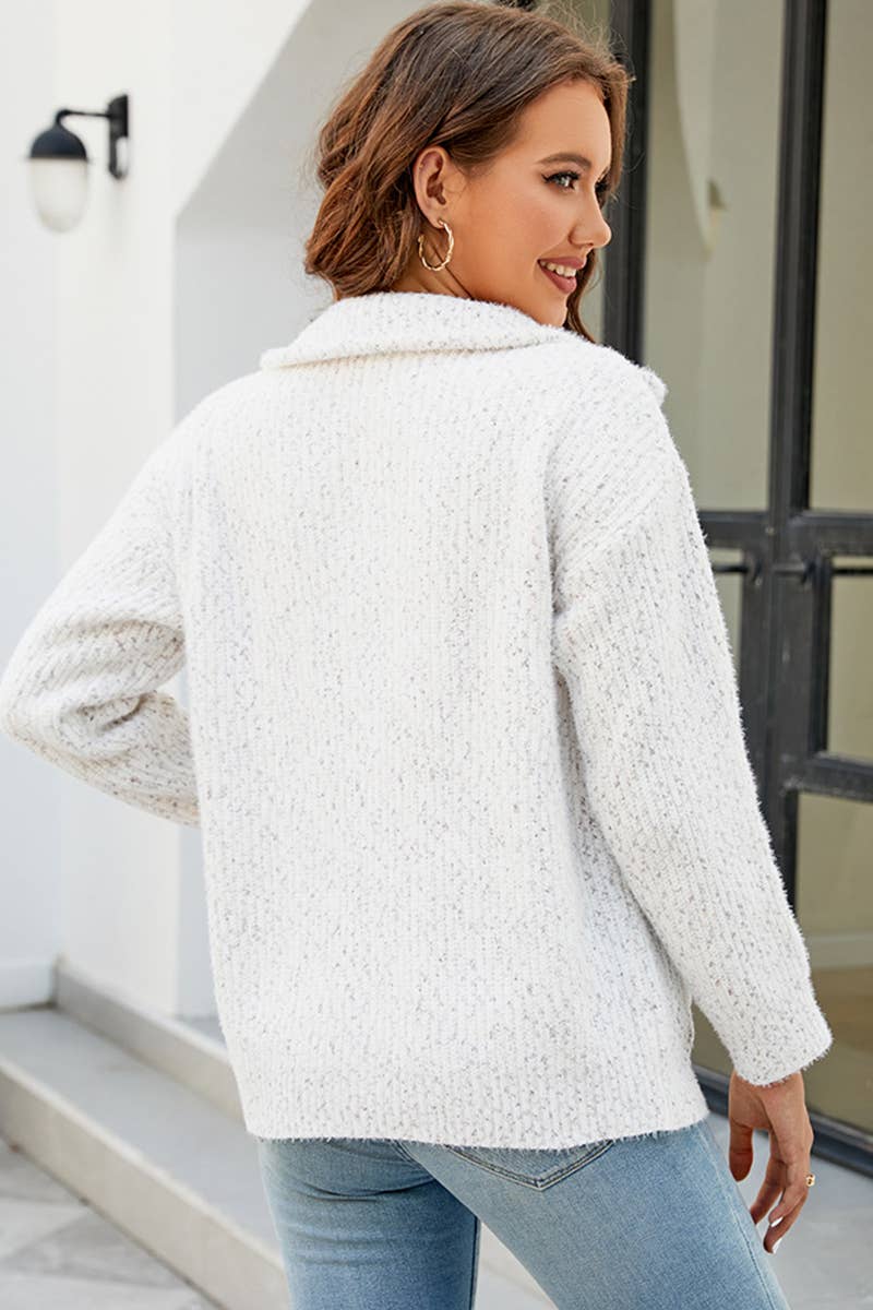 CWOJA497  Casual Zip-Up Long Sleeve Cardigan Sweater