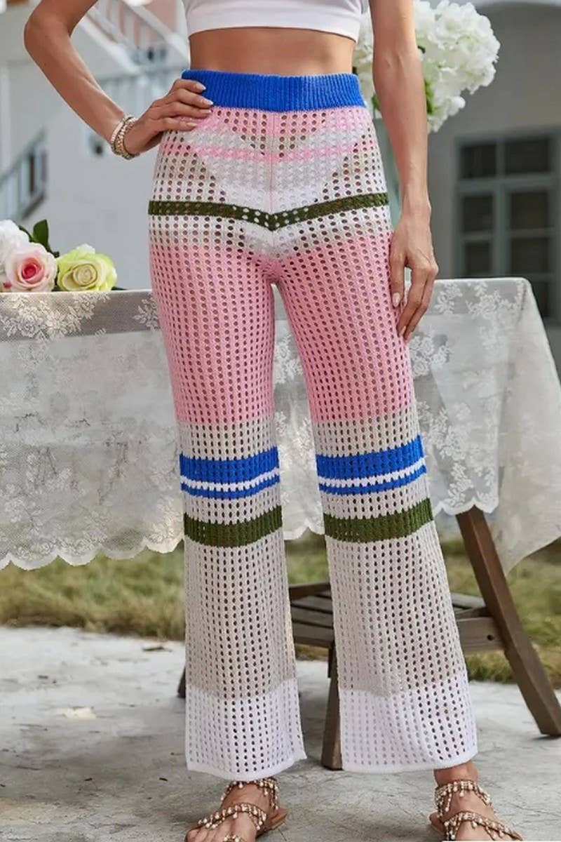 CWBLP1845_SUMMER FASHION STITCHING HOLLOW CASUAL TROUSERS