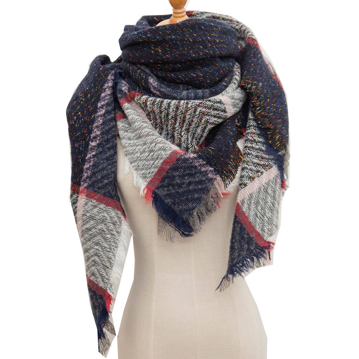 Plaid Triangle Scarf for Fall & Winter ??Wholesale_CWASC0110