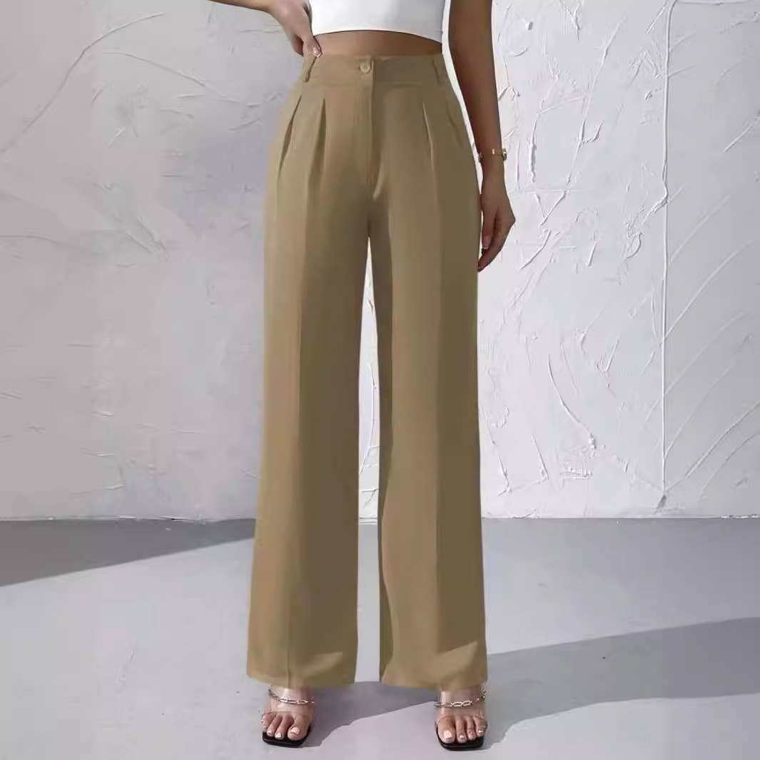 Elegant solid color dangling wide-leg suit pants