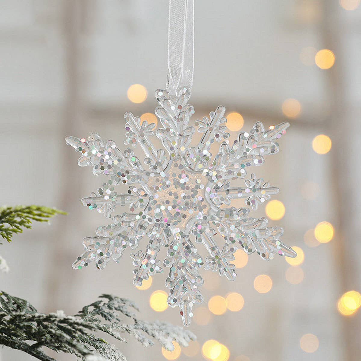 Transparent Xmas Tree Snowflake Reindeer Ornament