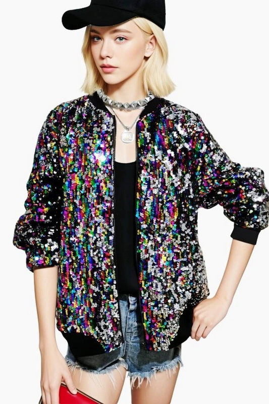 CWOCO1126_SEQUINED LOOSE BEADED BASEBALL COAT