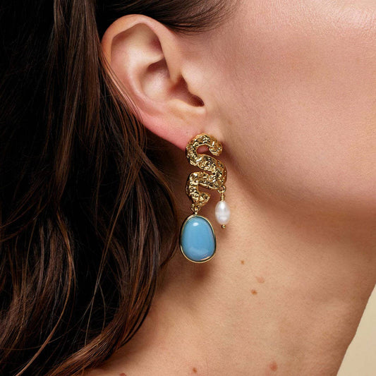 Trendy Snake Texture Stainless Steel Earrings