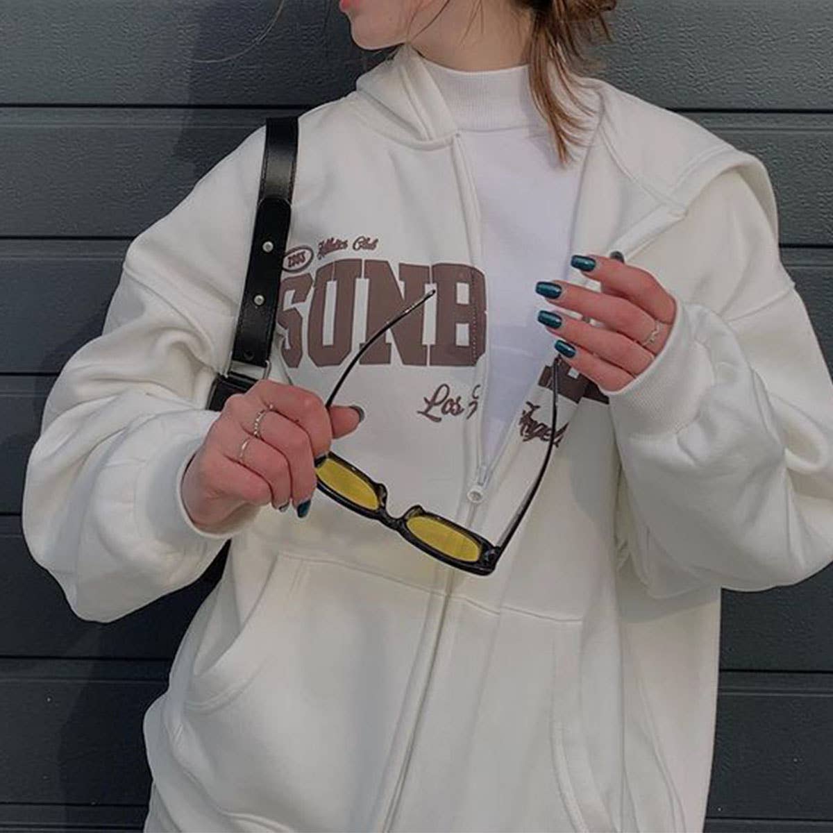 DESIGN SENSE NICHE LOOSE HOODED ZIPPER COAT