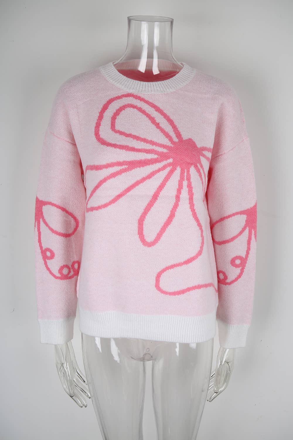 Casual and fashionable floral knitted sweater