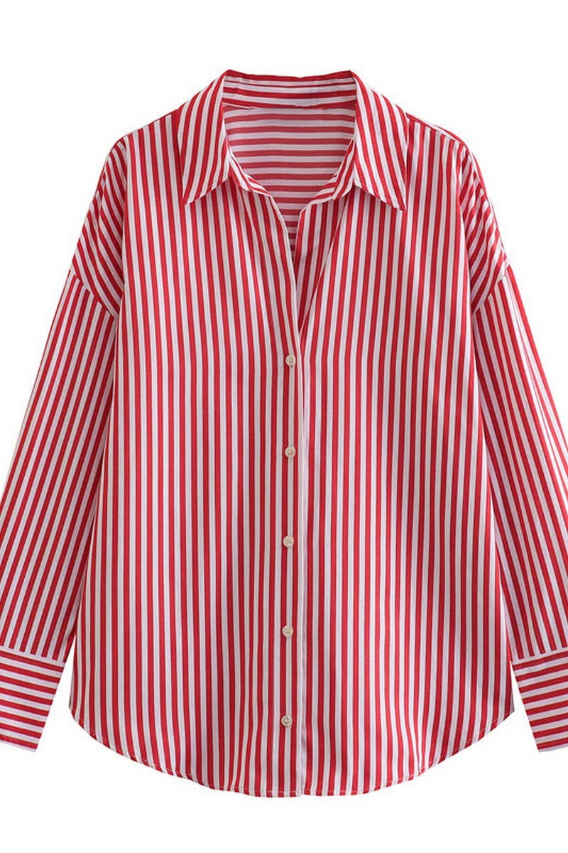 CWTSTL2430_LAPEL STRIPED SATIN DRAPE LONG SLEEVE SHIRT
