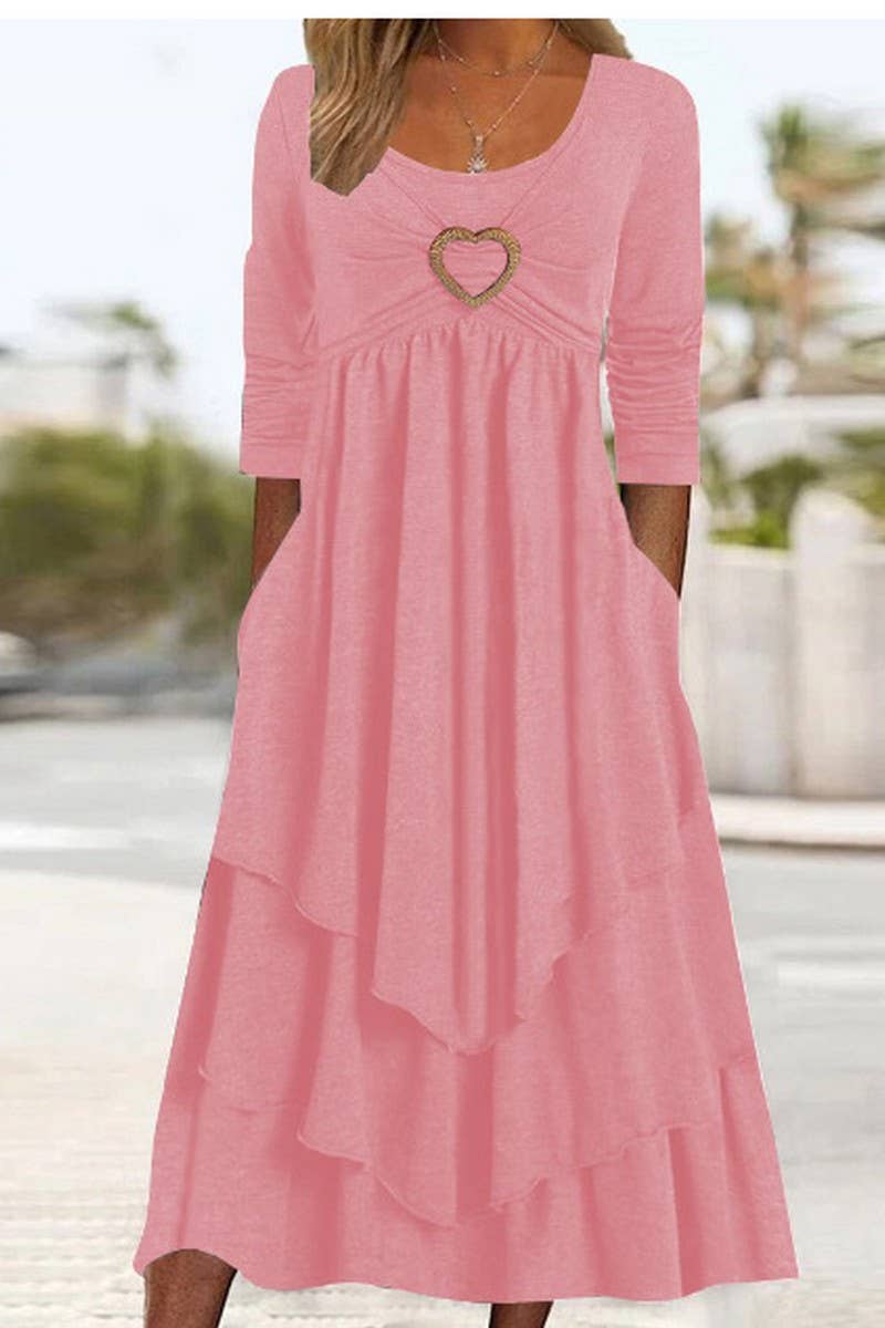 CWDMD4040_WAIST HEART-SHAPED DECORATION CAKE HEM DRESS