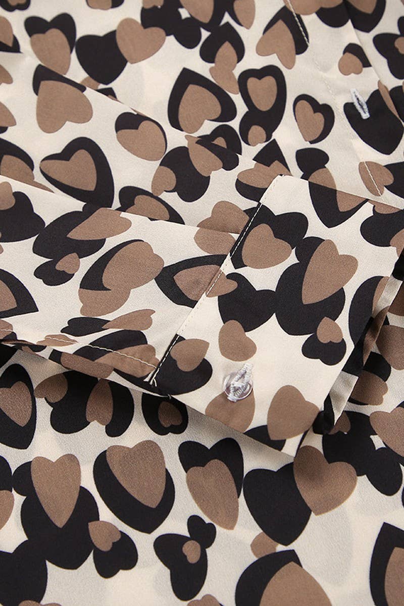 CWSPJ0389_LEOPARD PRINT LONG-SLEEVED VEST SHORTS PAJAMA SET