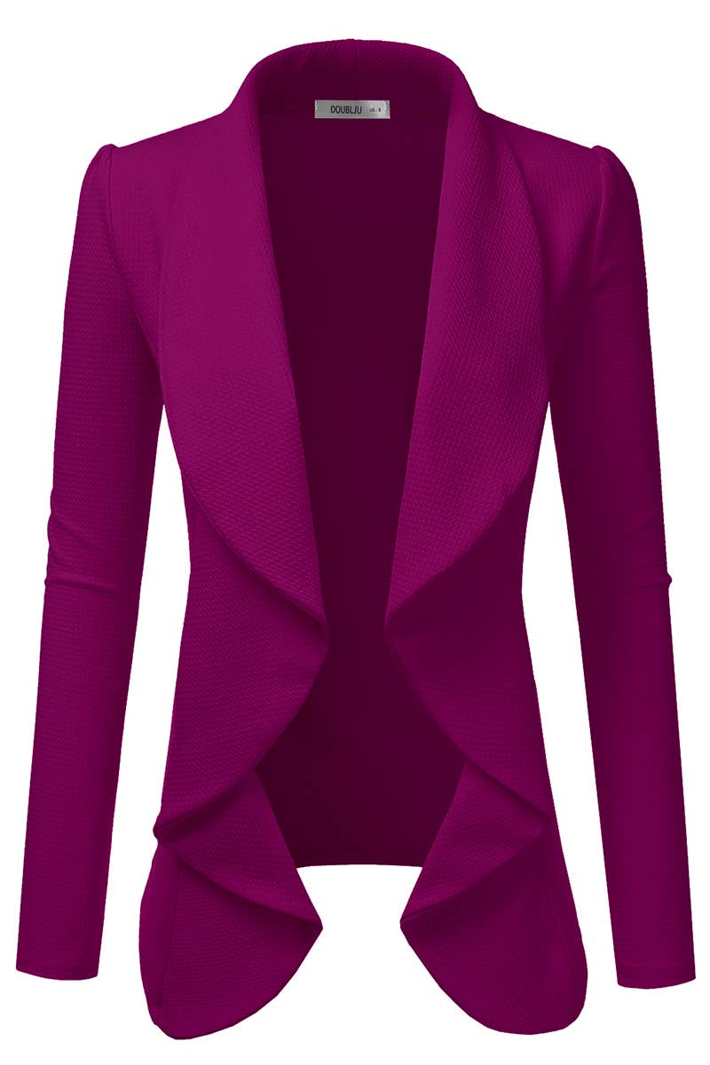CWOBL090_Casual Work Long Sleeve Open Front Blazer