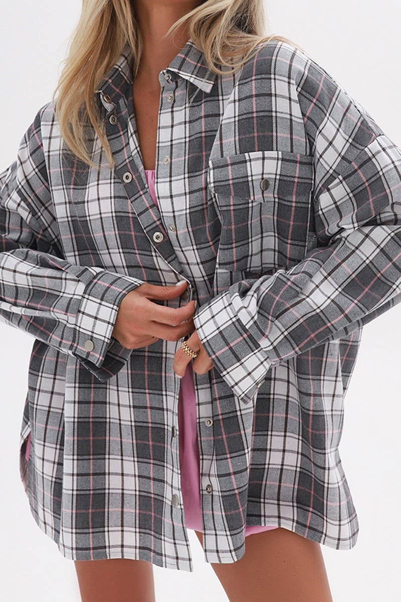 CWTSTL905_PLAID CASUAL LAPEL LONG SLEEVE SHIRT
