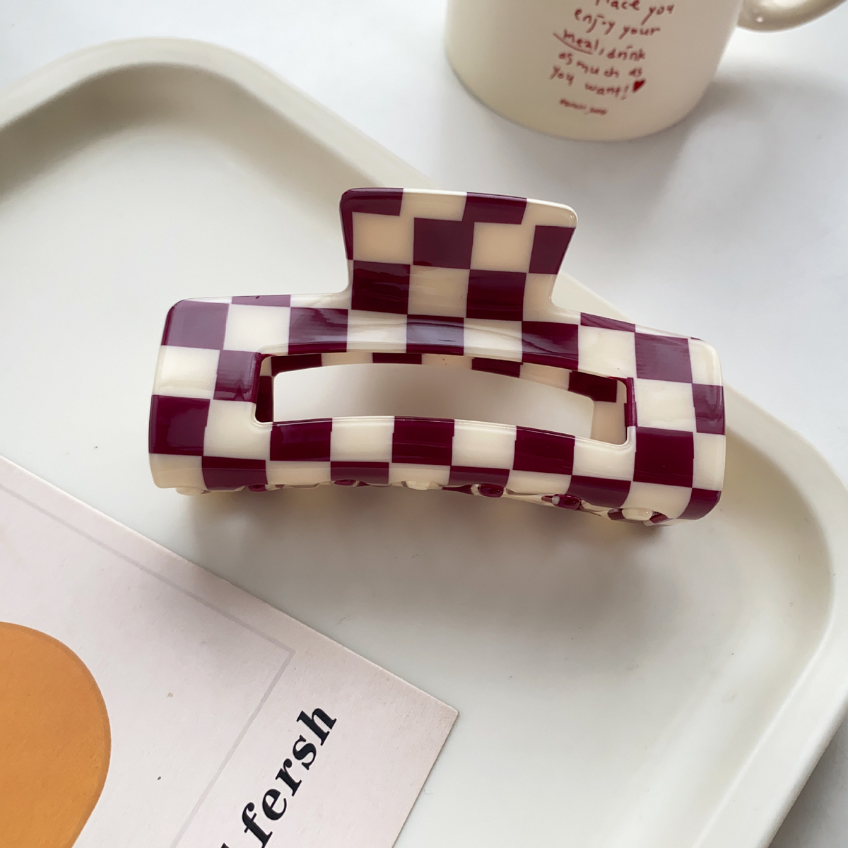 Checkerboard Hair Claw ??Candy Color Acetate Look_CWAHA0395