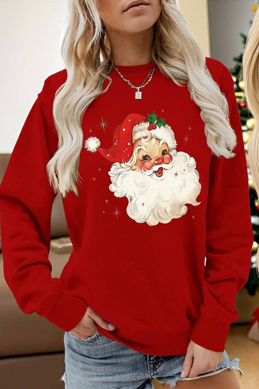 CWTBLL01324_SANTA CLAUS HEAD PATTERN PULLOVER SWEATSHIRT