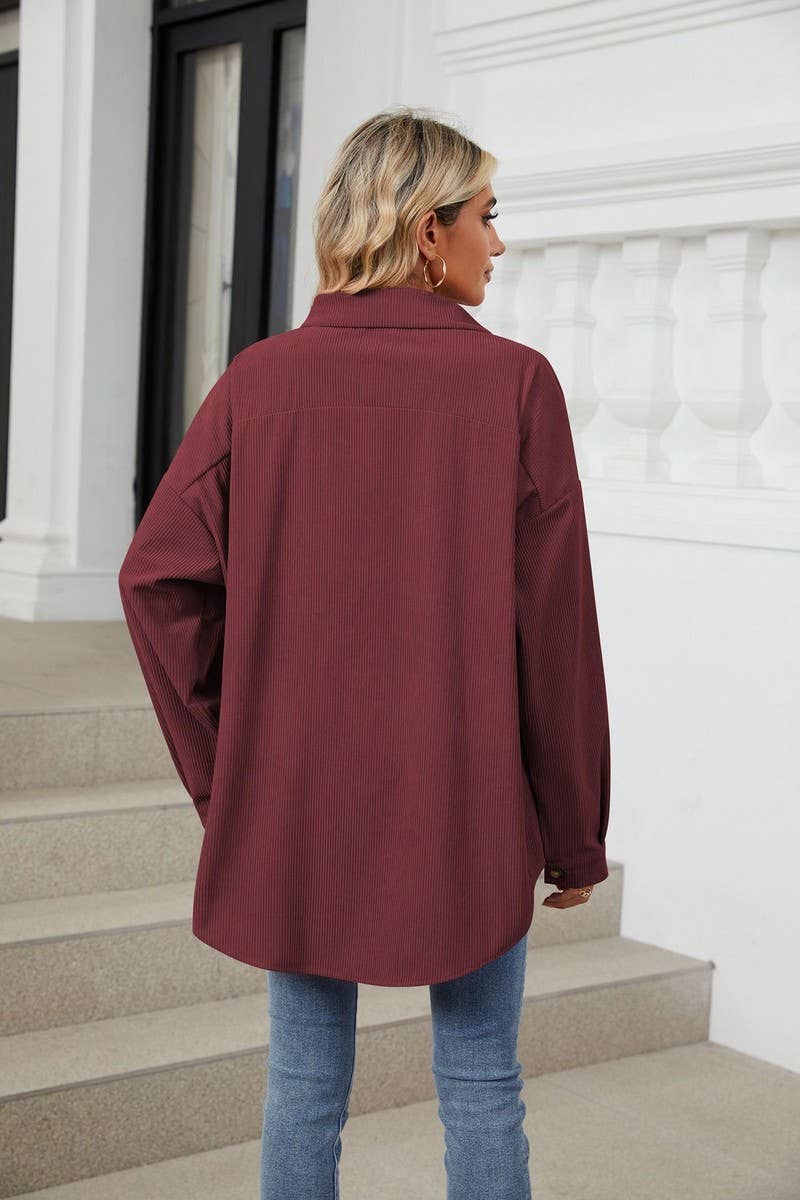 CWOCO0501_LAPEL SOLID COLOR BUTTON LONG SLEEVE SHIRT COAT