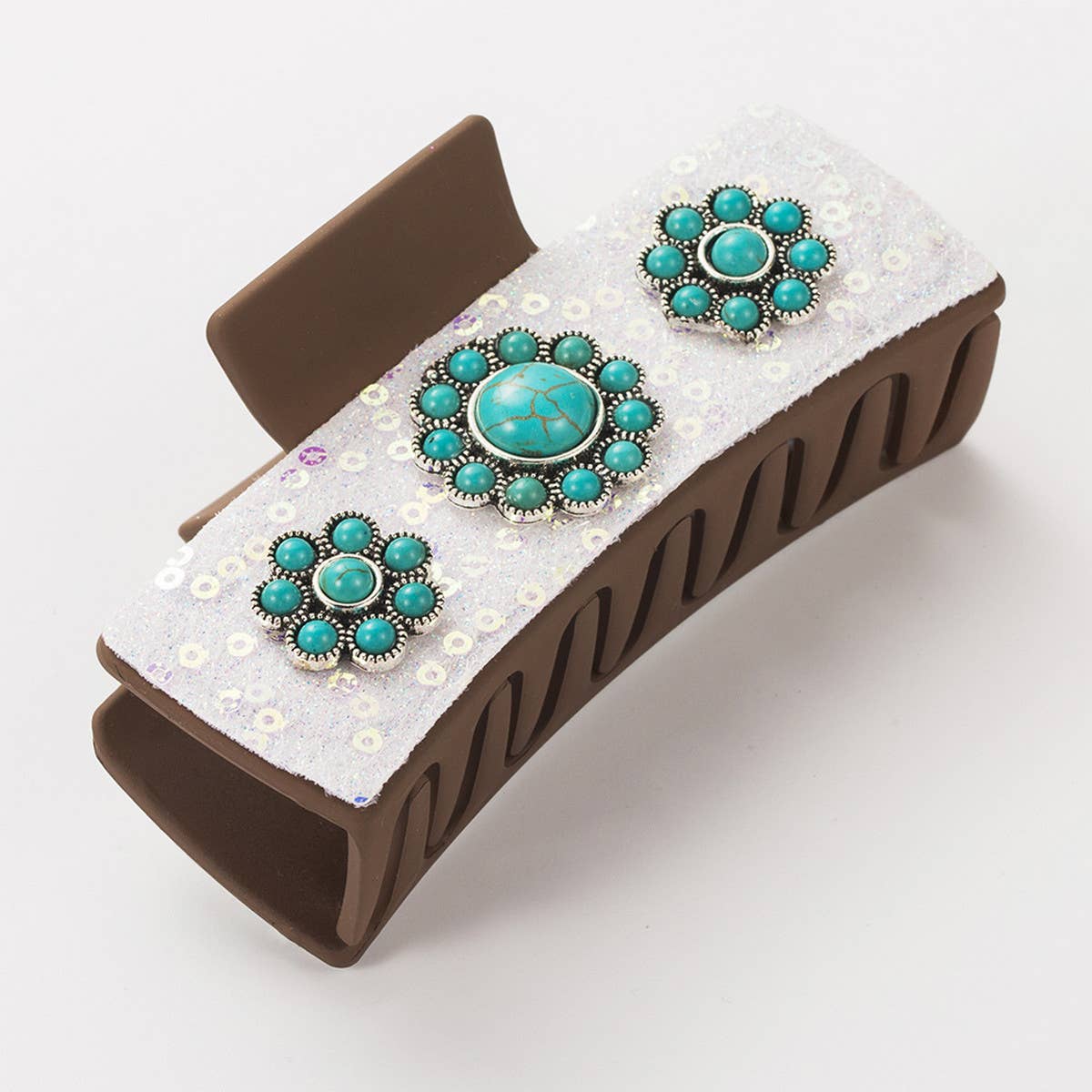Antique Silver Turquoise Western Hair Claw_CWAHA1766