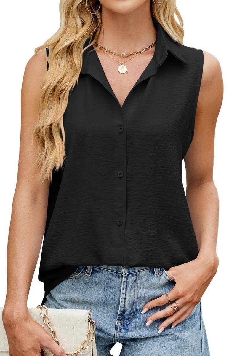 CWTTSL0321_SPRING AND SUMMER SOLID COLOR LAPEL BUTTON VEST