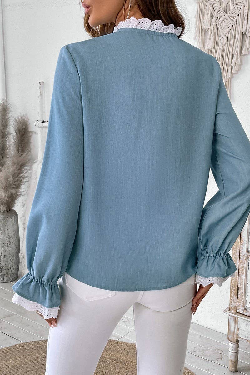 CWTBLL3719_AUTUMN AND WINTER COMMUTER LACE CARDIGAN TOP