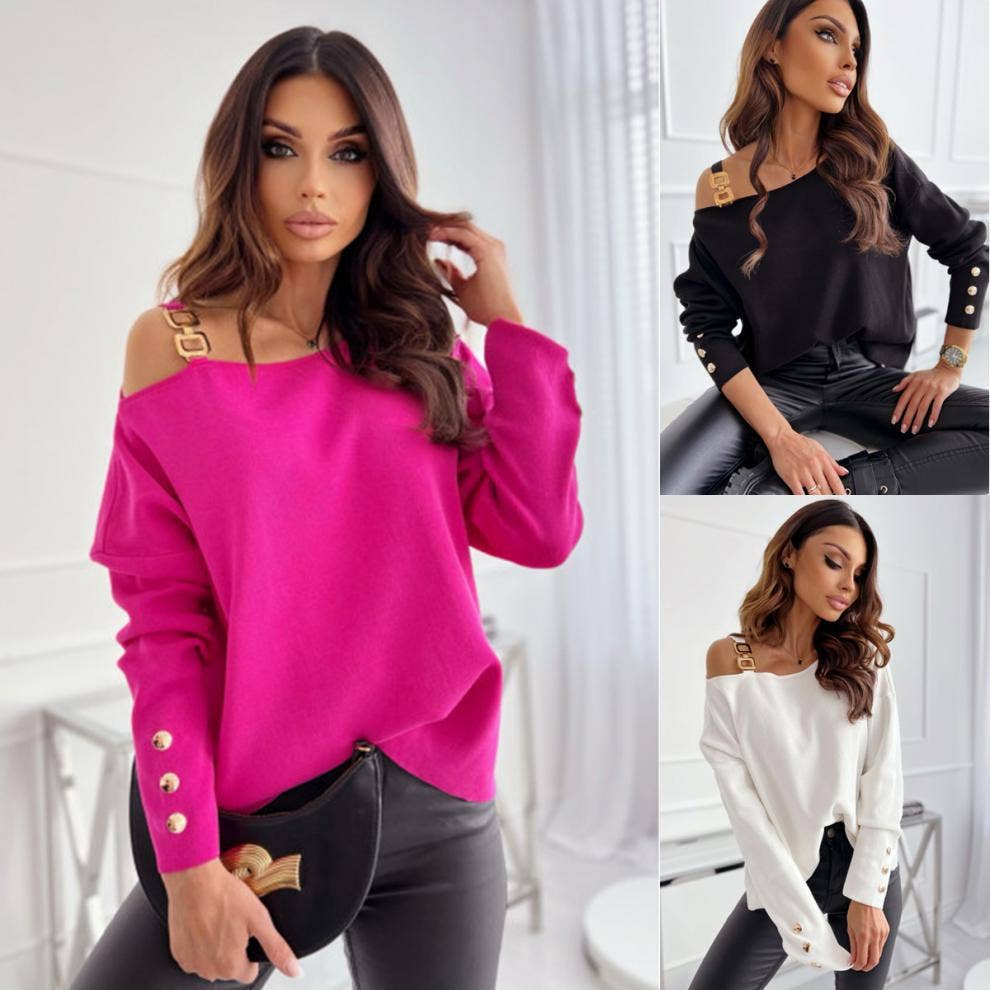 CWOSWL1301_Crew Neck Pullover Casual Long Sleeve Top