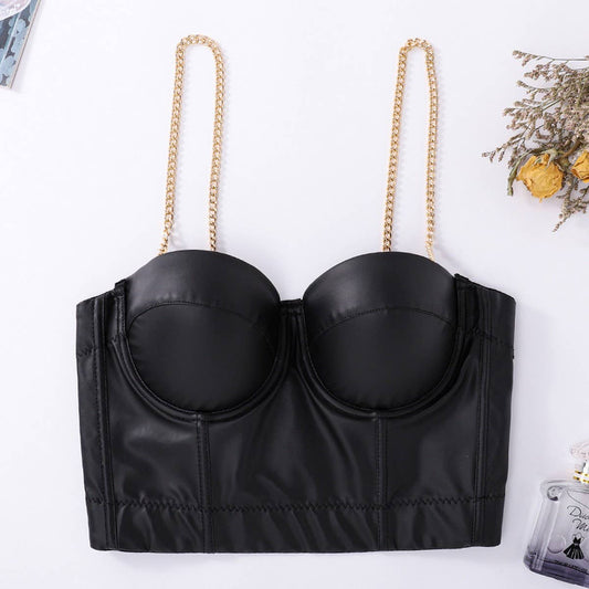 GOLD CHAIN STRAPLESS HERRINGBONE CORSET