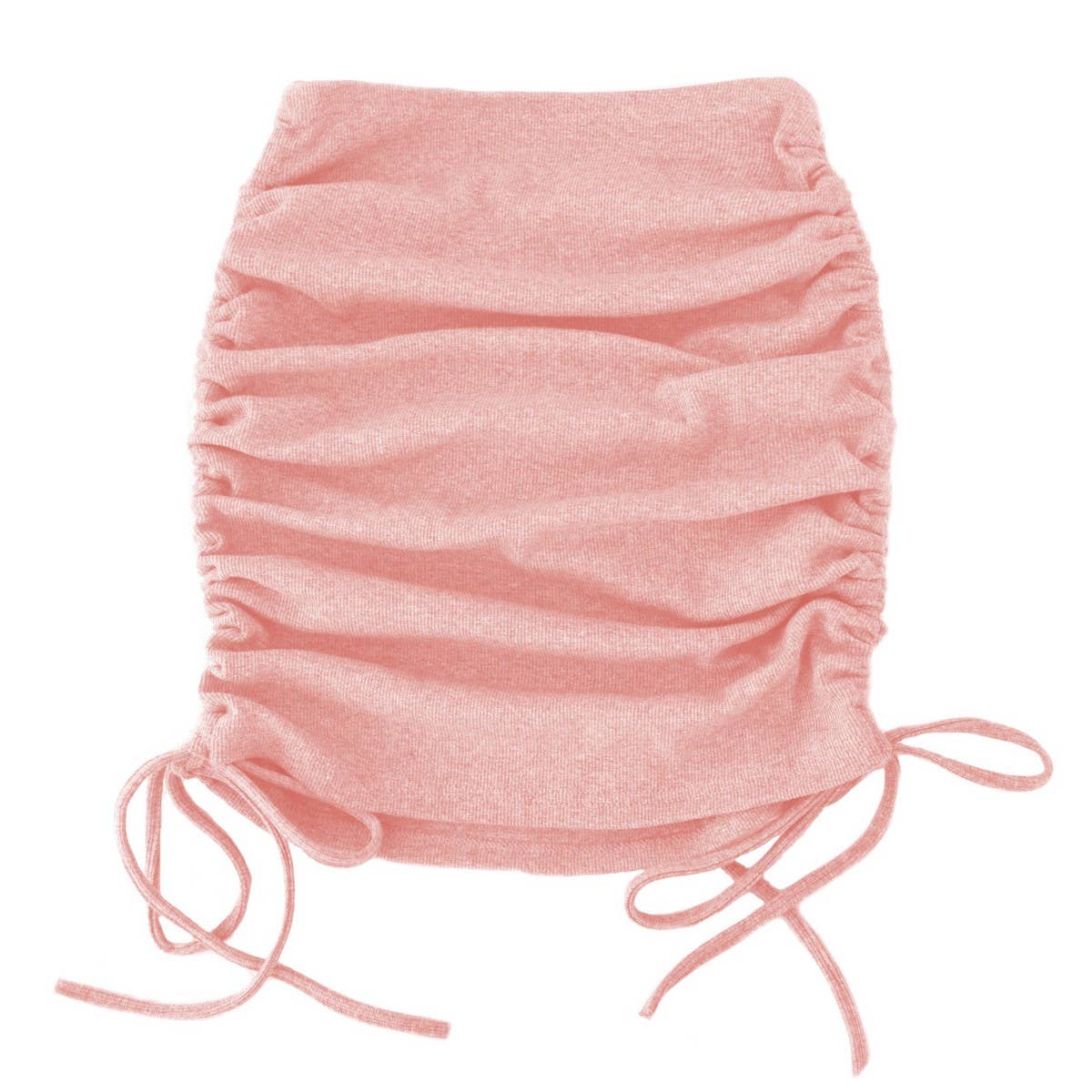 KNITTED SIDE DRAWSTRING STRETCH PLEATED SKIRT