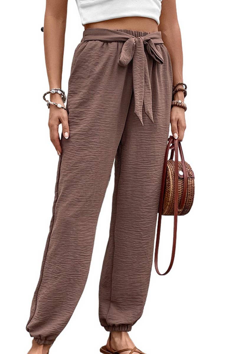 CWBLP0809_HIGH WAISTED LACE-UP CASUAL PANTS