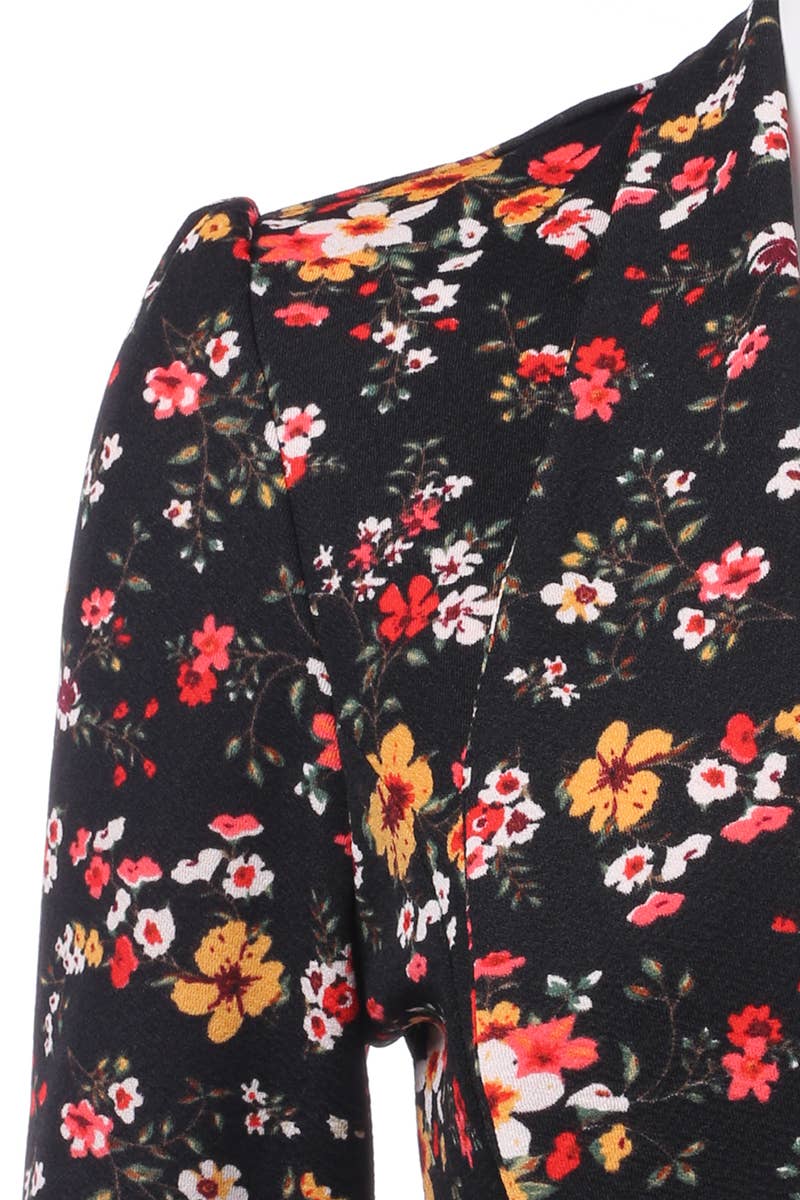 CWOBL089_Casual Work 3/4 Sleeve Open Front Blazer