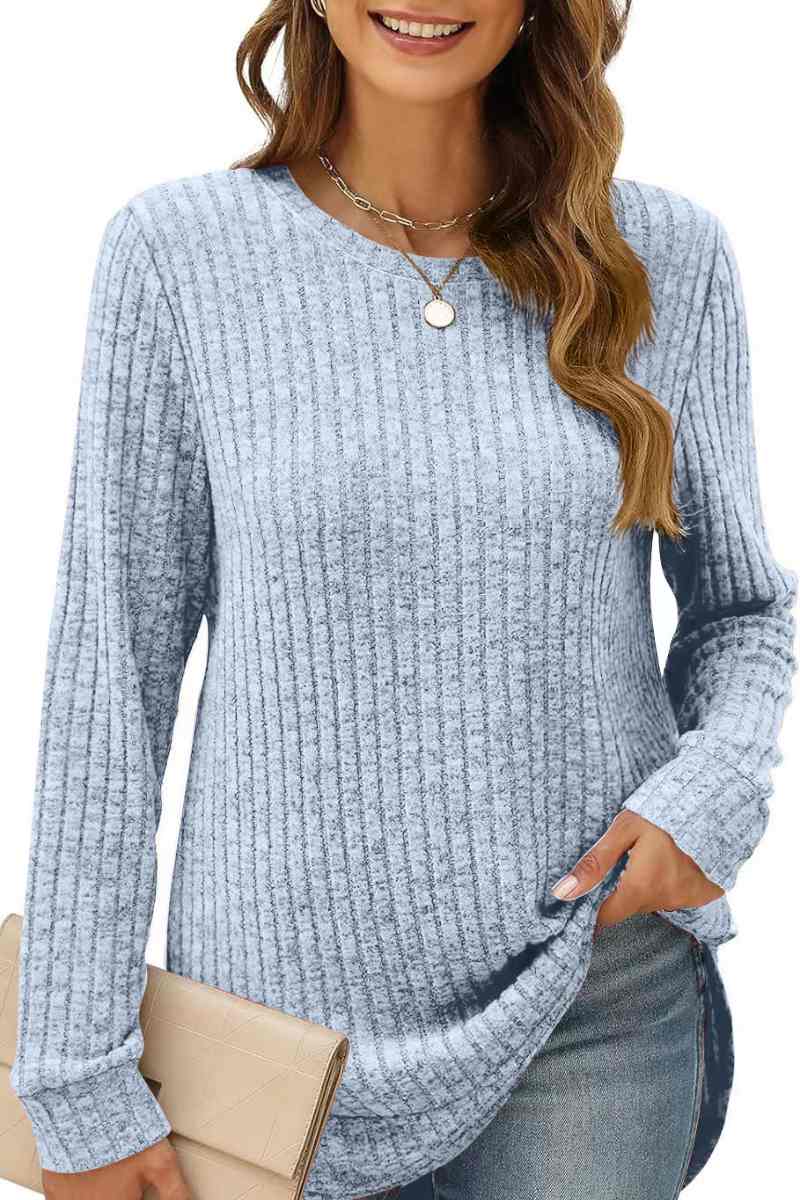 CWOSWL6553_CREW-NECK WOOLEN LONG-SLEEVED SWEATER