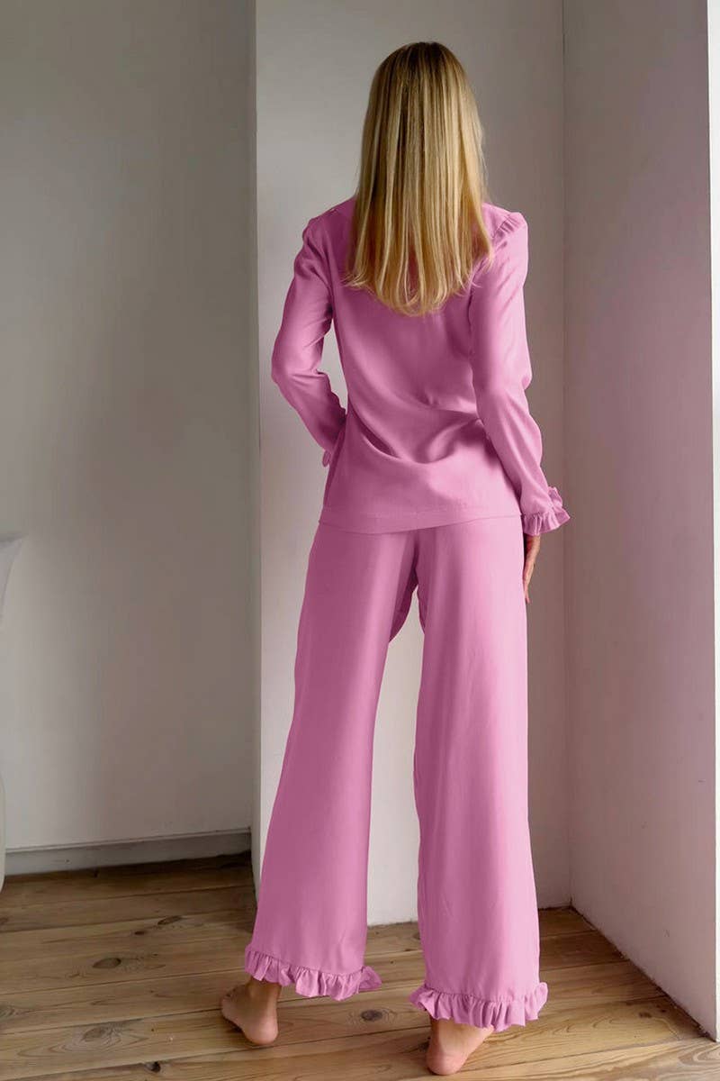 CWSPJ0309_RUFFLED LONG-SLEEVED TROUSERS SLEEPING SET