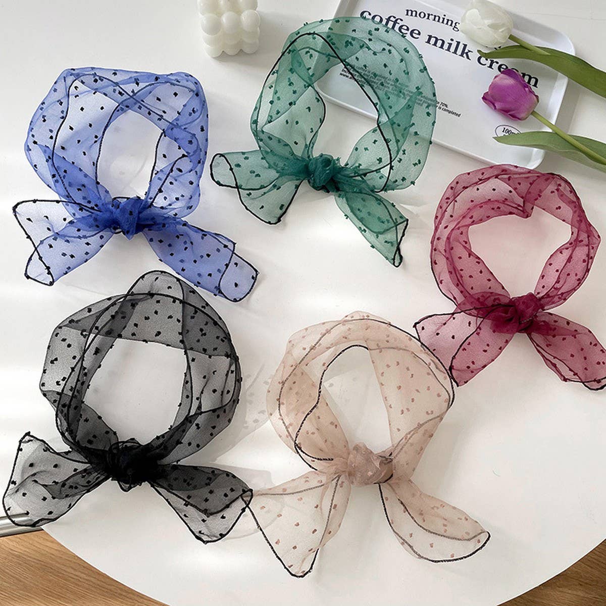 FASHIONABLE POLKA DOT BOW SCARF SCARF
