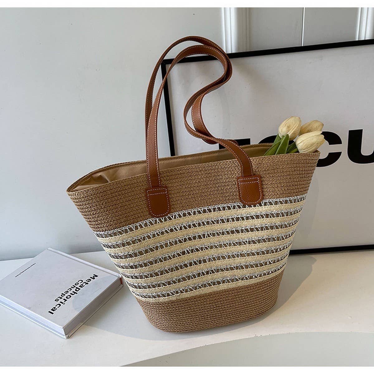 TEMPERAMENT HOLLOW WOVEN BEACH BAG_CWAB2315