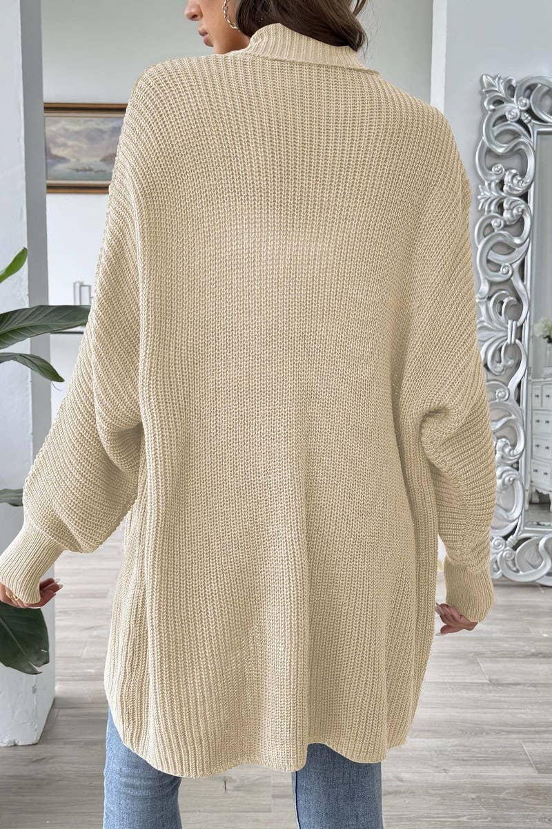 CWOSWL07338_WOMEN CASUAL LOOSE KNIT CARDIGAN SWEATER