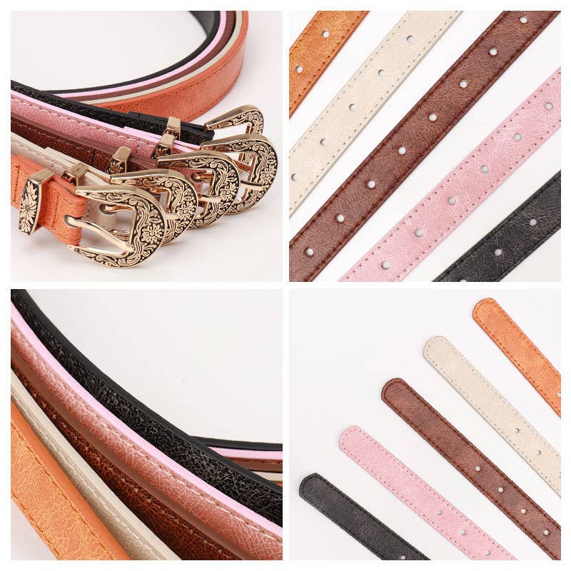 Fashionable versatile retro carved buckle belt