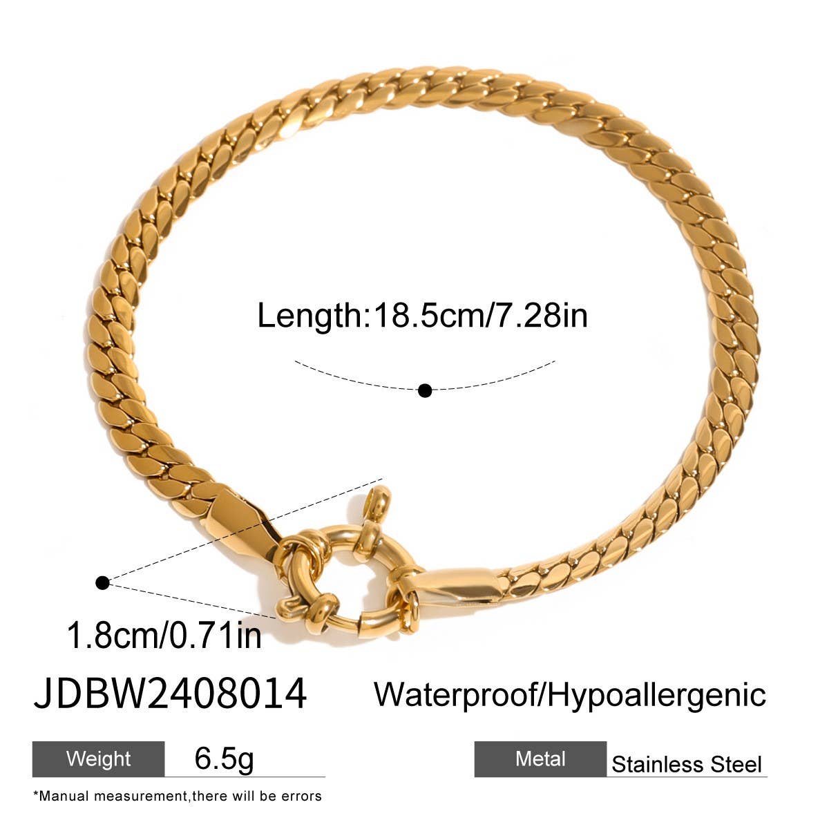 Fashion 18K Gold Steel Paperclip Heart Bracelet_CWAJE4888