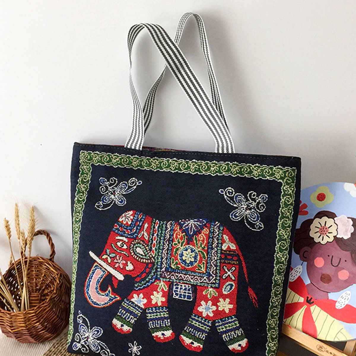 RETRO EMBROIDERED KNITTED BAG SHOULDER TOTE BAG_CWAB1669