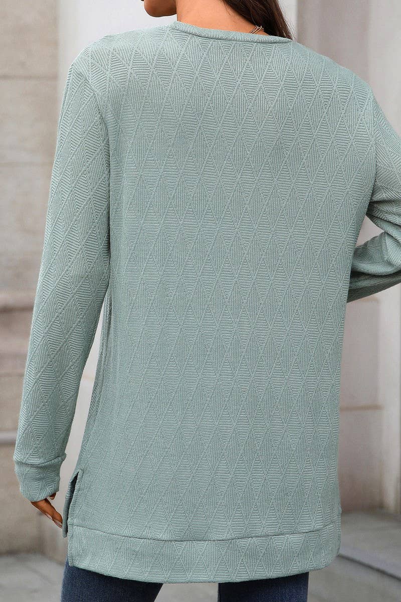 CWTBLL01293_CREW NECK SOLID KNIT LONG SLEEVE LOOSE TOP