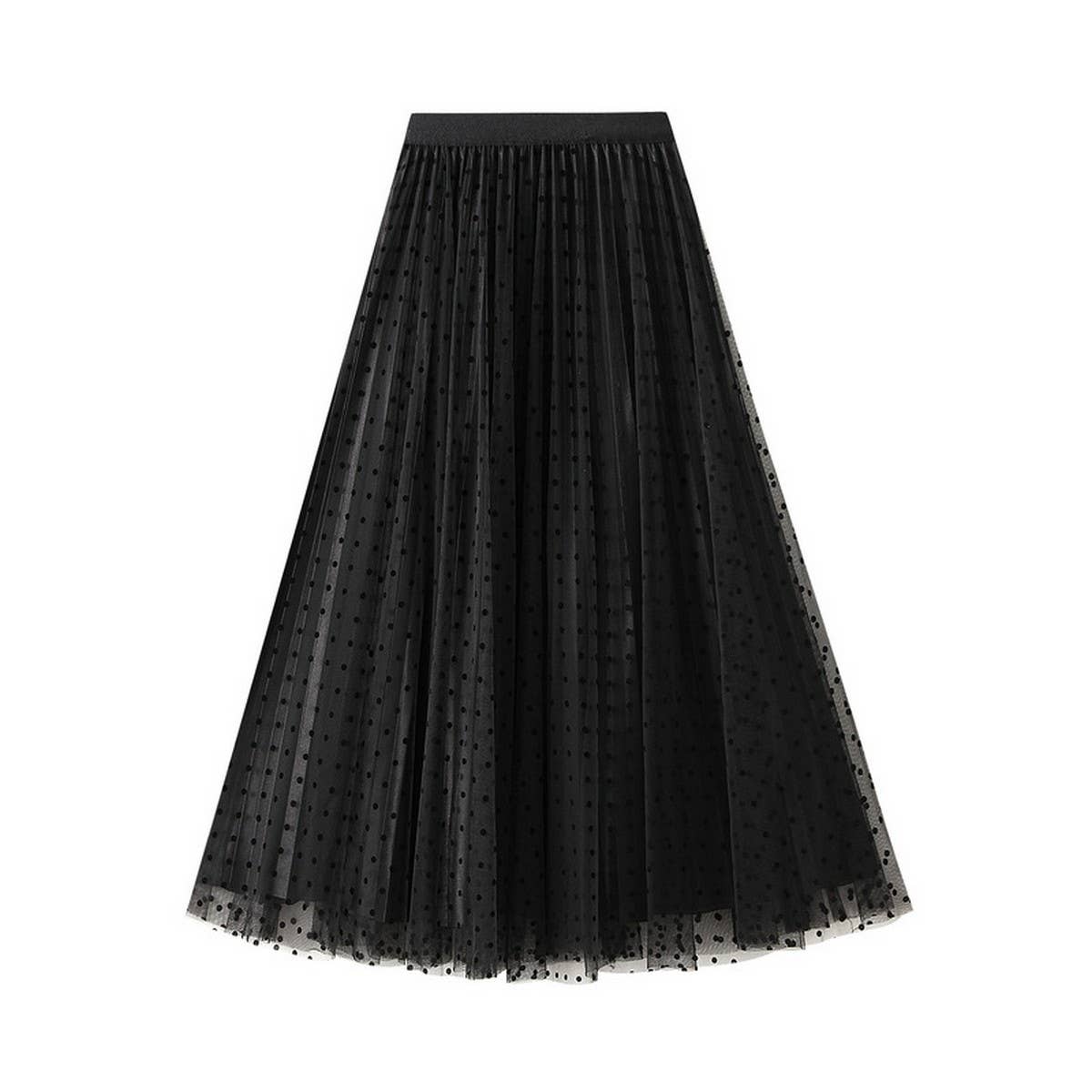 POLKA DOT MESH SKIRT REVERSIBLE A-LINE SKIRT_CWBMS0314