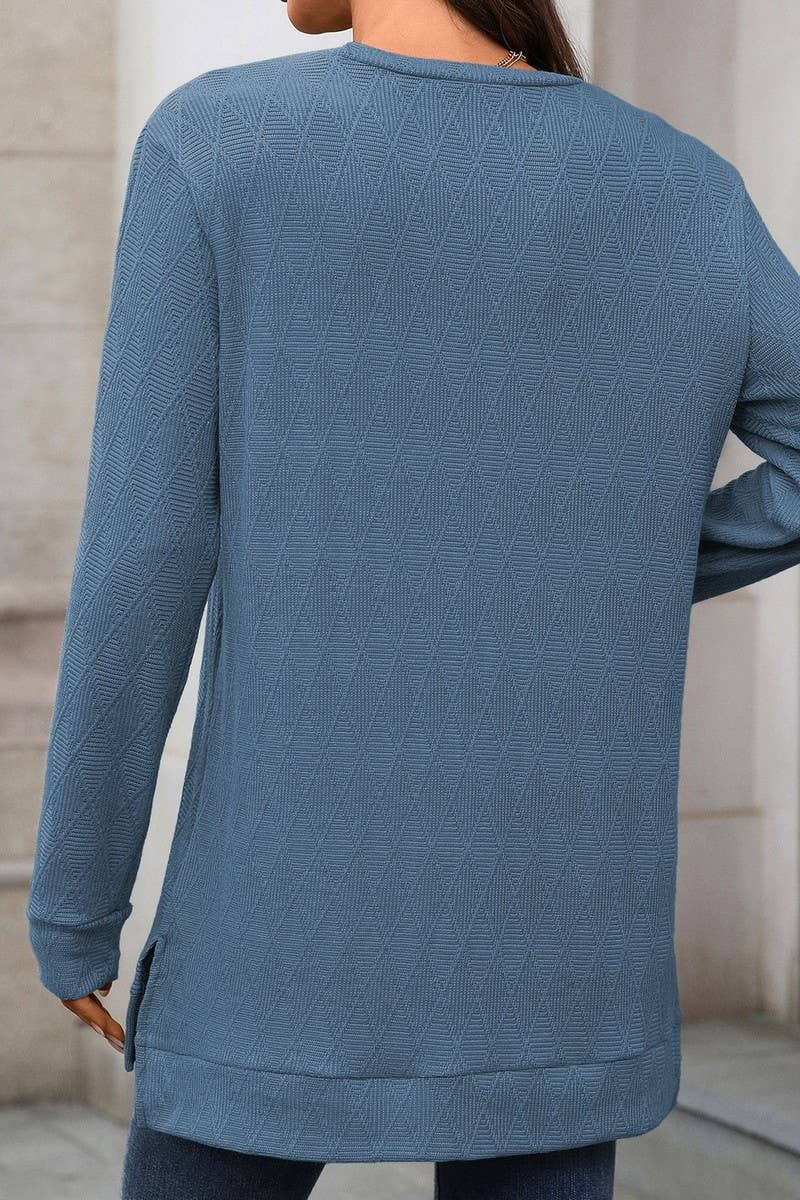 CWTBLL01293_CREW NECK SOLID KNIT LONG SLEEVE LOOSE TOP