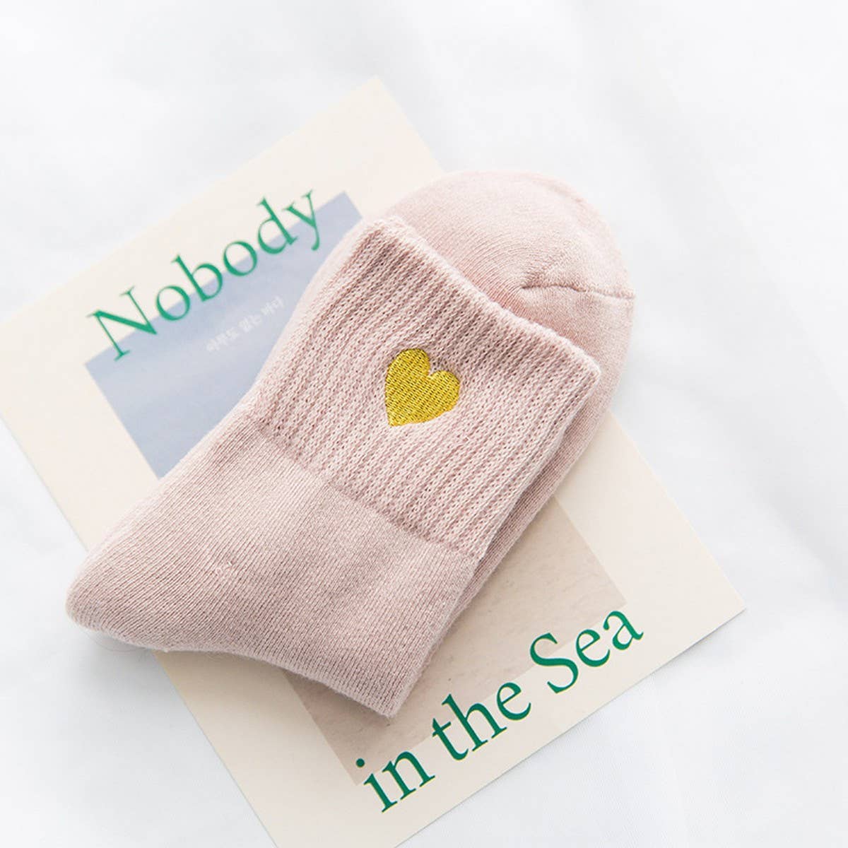 WINTER HEART EMBROIDERY WARM TERRY SOCKS