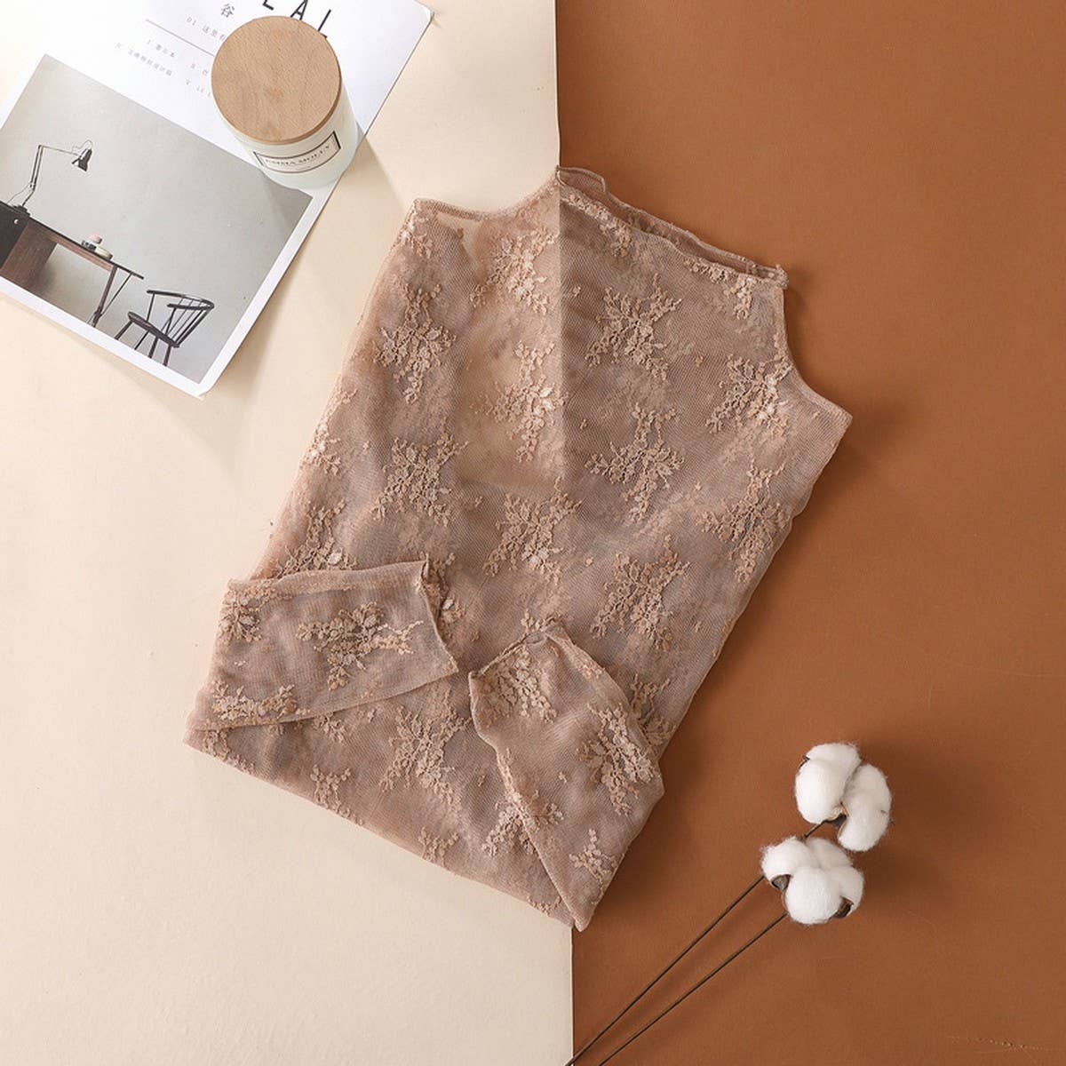 Semi Sheer Mesh Lace Sexy Slim Bottoming Shirt