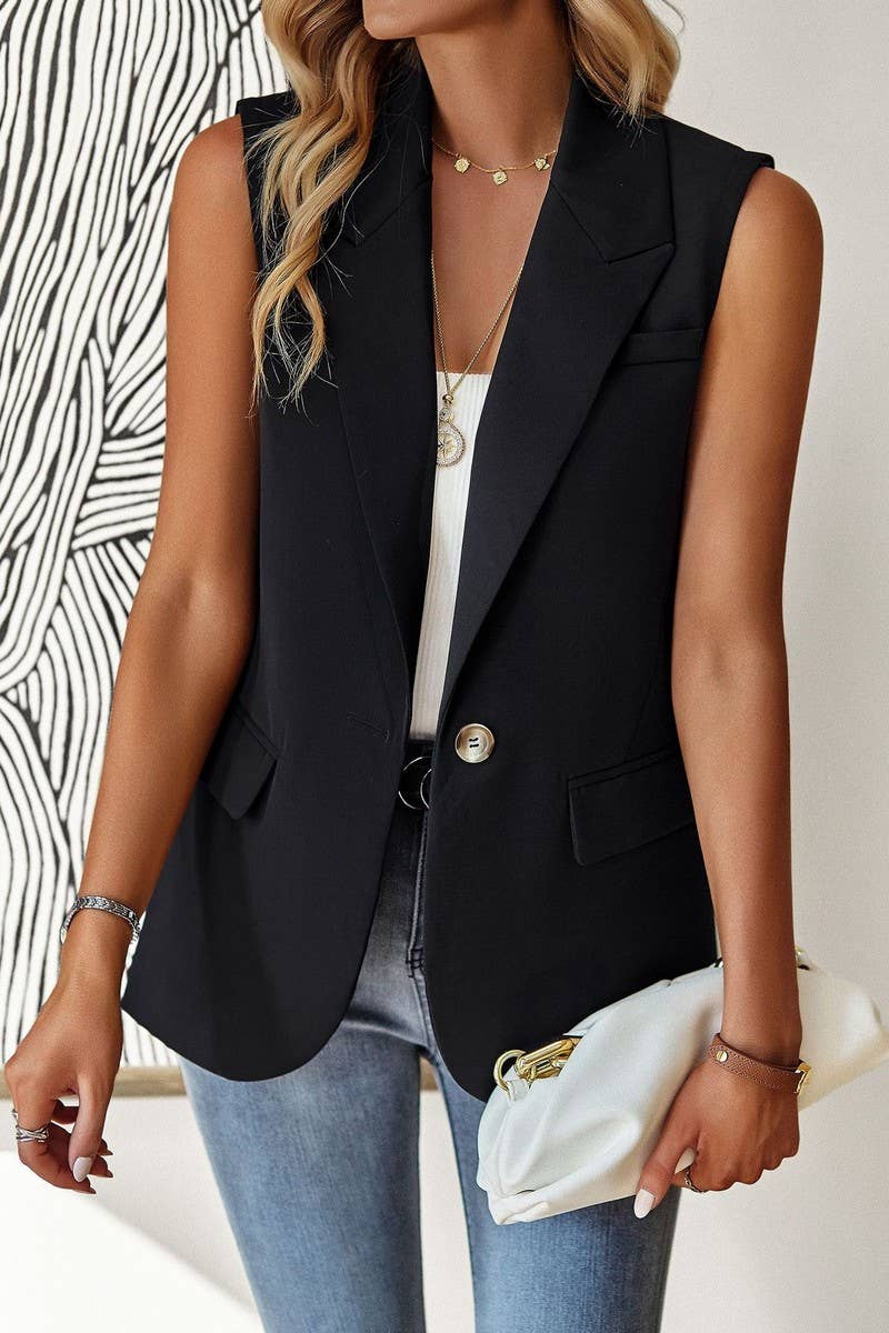 CWOCASL0041_LOOSE AND ELEGANT COMMUTING SLEEVELESS SUIT VEST