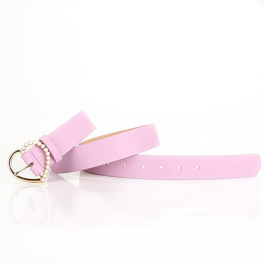 Elegant heart-shaped pearl needle-buckle belt