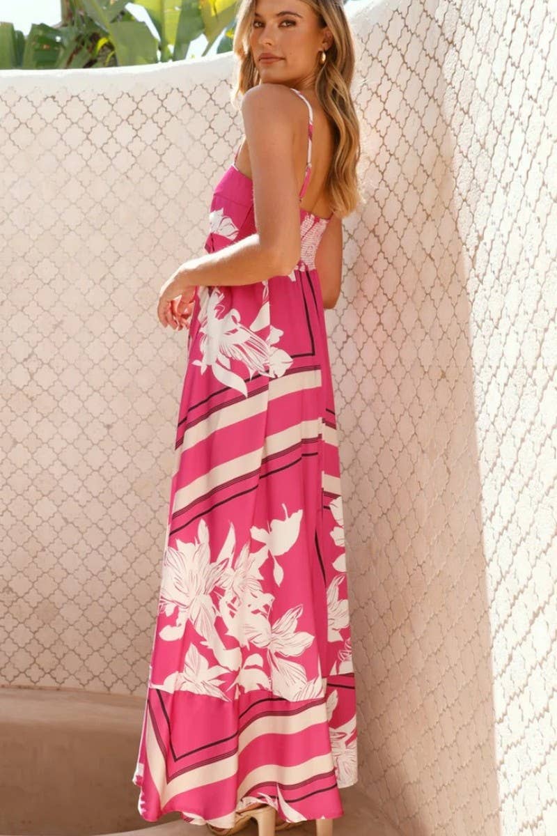 CWDHL1025_NEW SUMMER PRINTED RUFFLED SLING DRESS