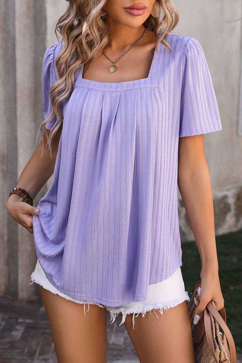 CWTTS0776_Sweetheart Neck Shirt Sleeve Top