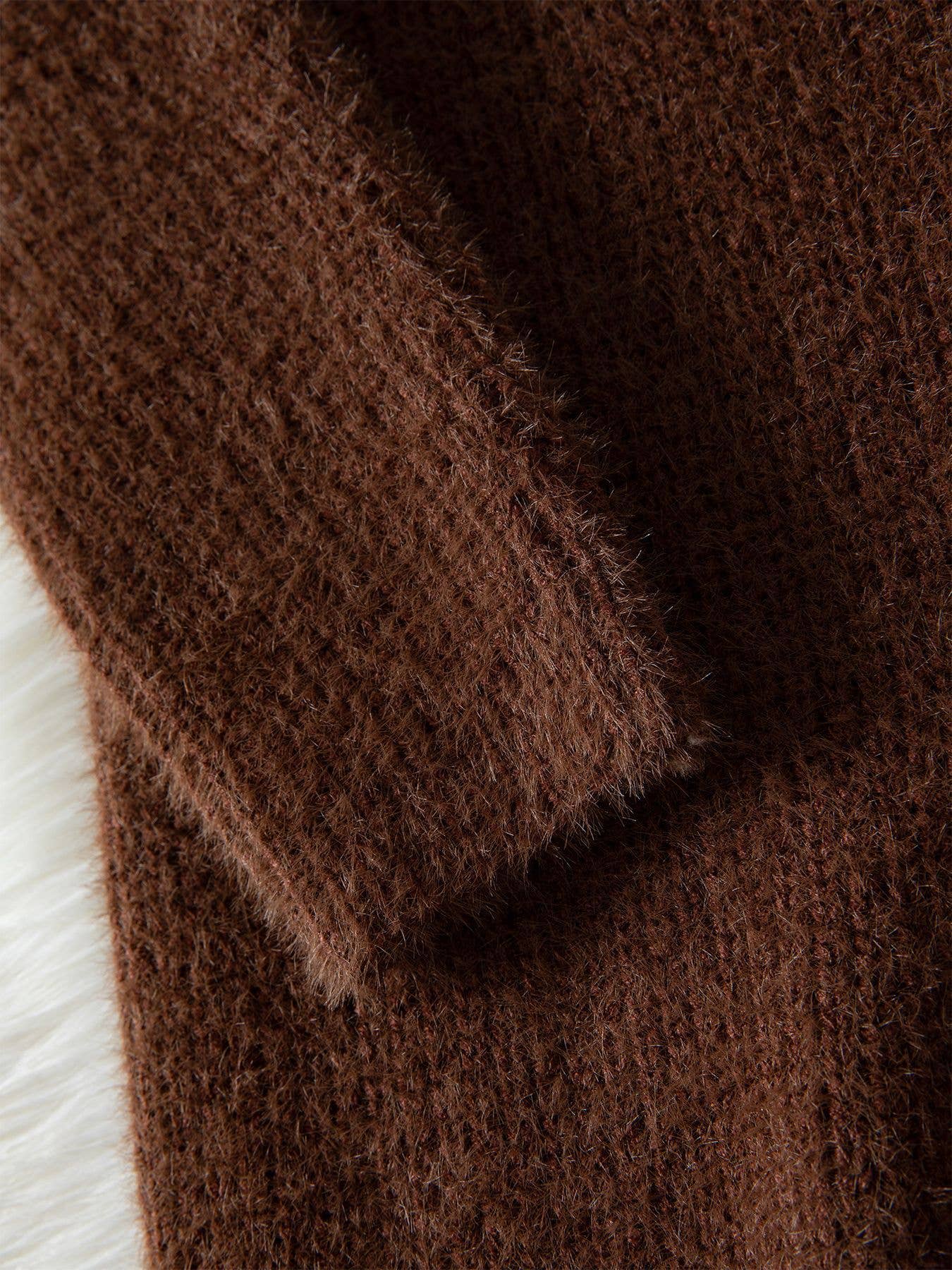 Design-sense color-blocked button knit sweater