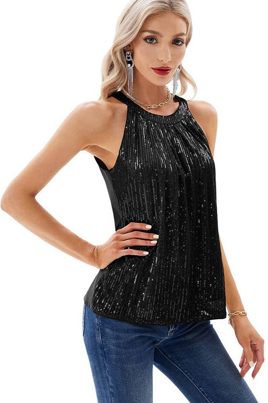 CWTTK0724_SOLID SEQUINED CAMISOLE PARTY TANK TOP