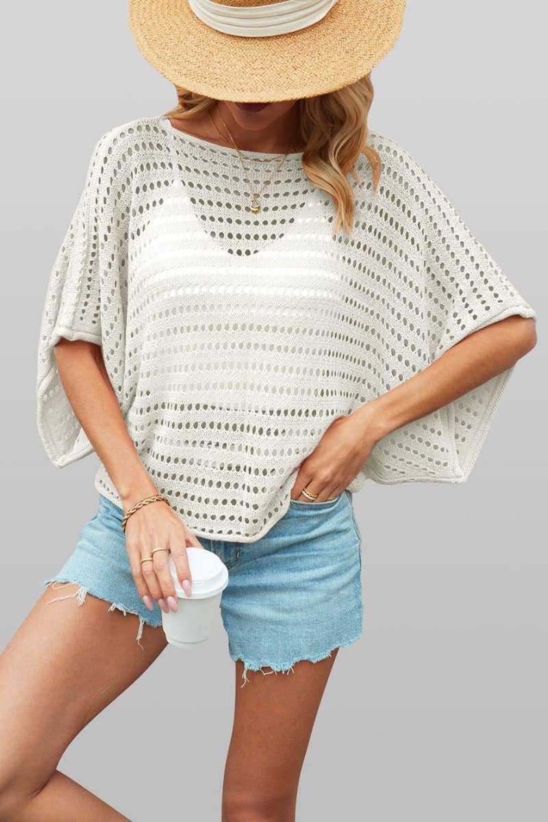 CWTBLS0746_CREW-NECK BAT-SLEEVE CUTOUT KNIT TOP