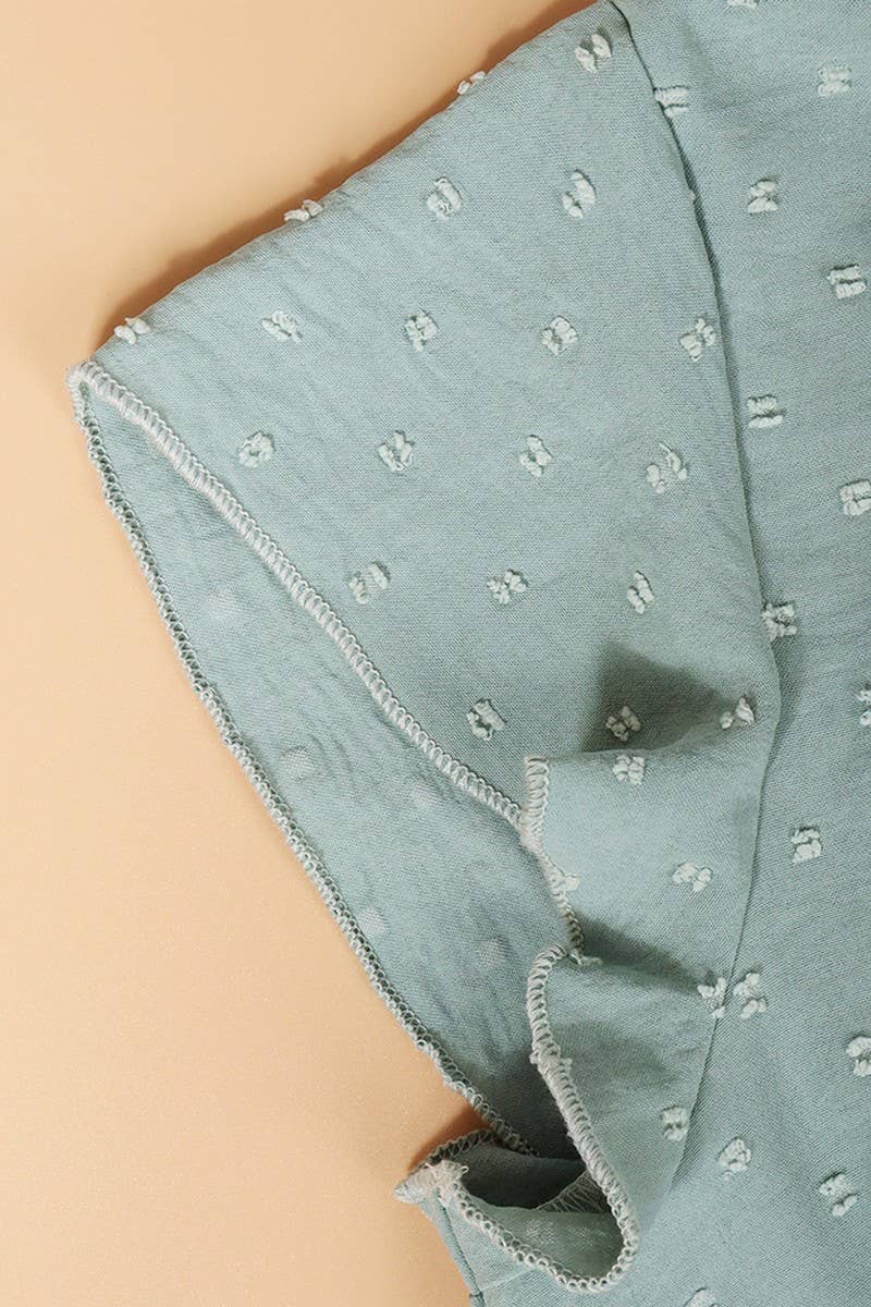 CWDSD4003_V-NECK PINCHED WAIST JACQUARD SHORT DRESS