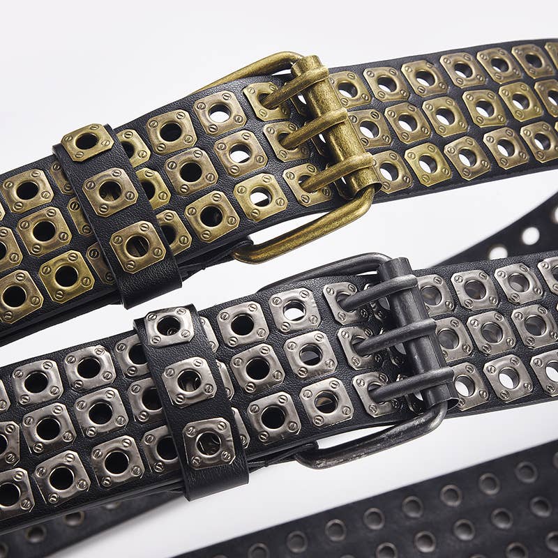 LIUDING HOLLOW AIR EYE PUNK STYLE PU BELT