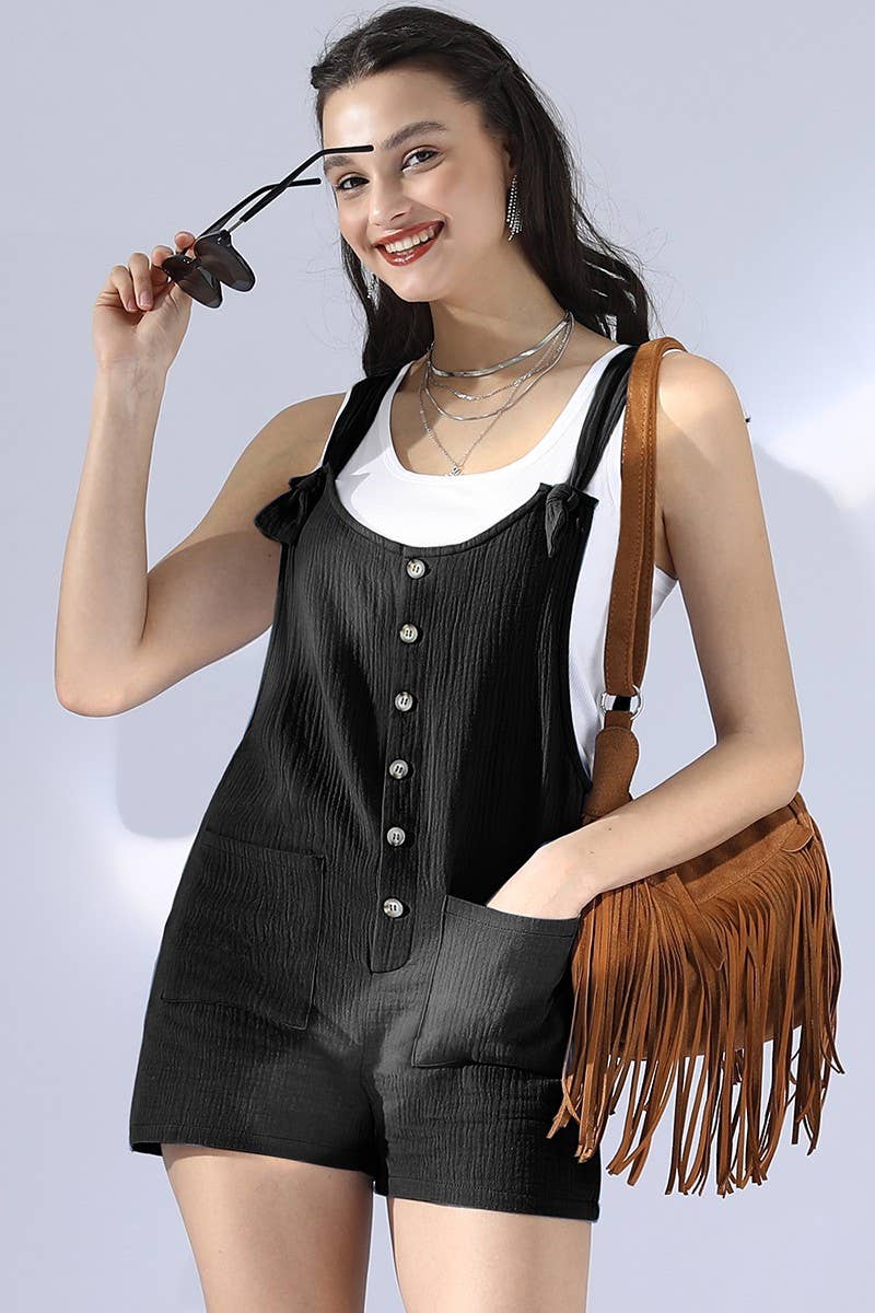 CWSJS225_SHOLUDER BOW TIE SHORT JUMPSUIT ROMPER