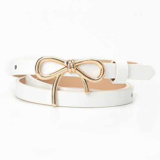 Bow-knot golden buckle versatile dress belt